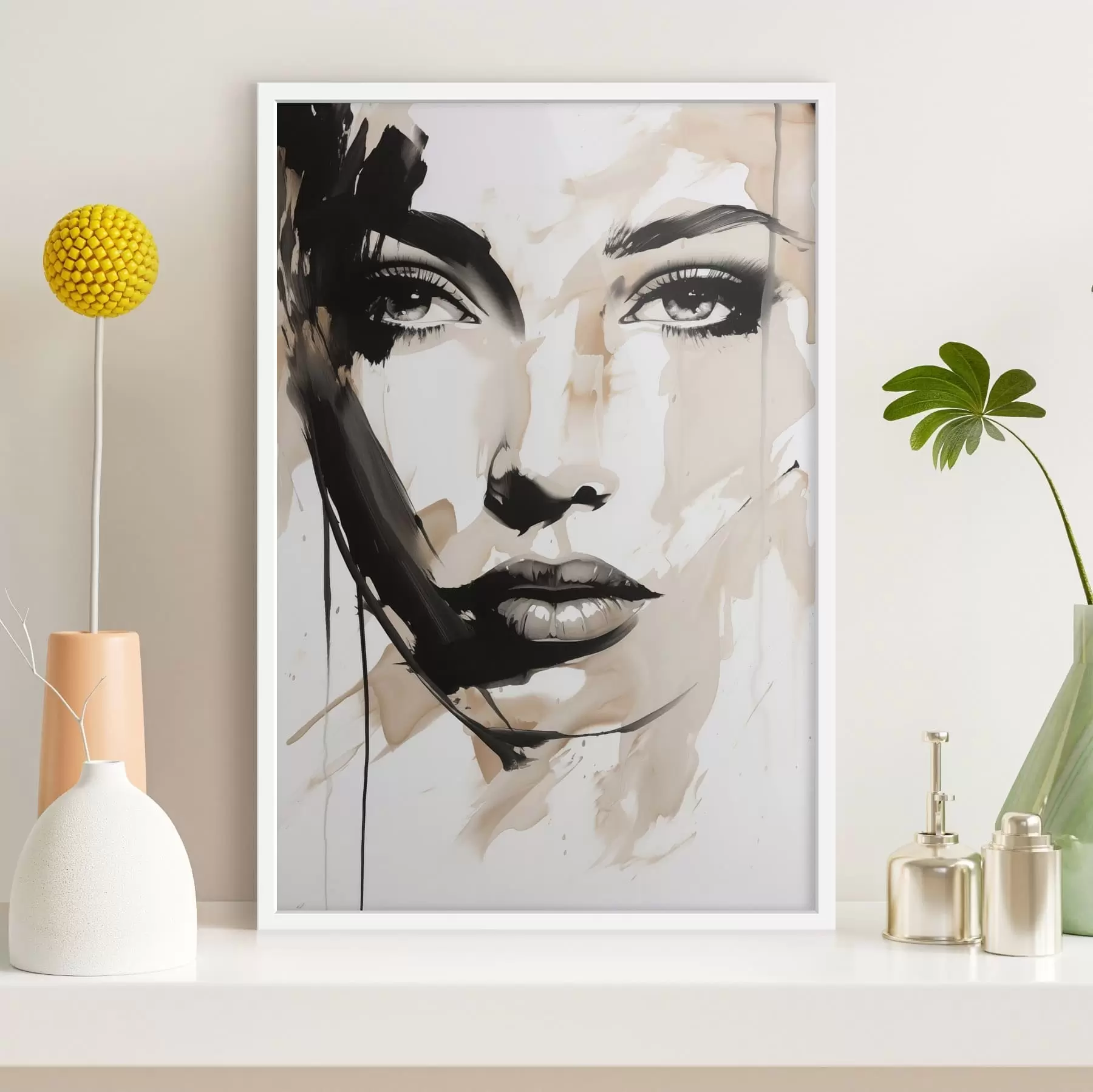 carta da parati Ritratto femminile astratto in tonalità chiare nr. f47290