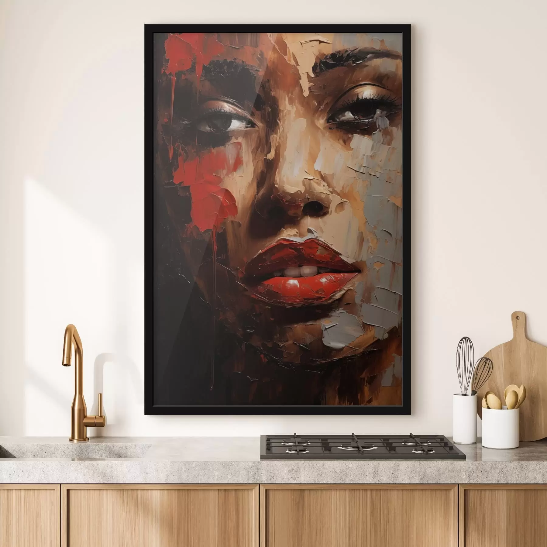 carta da parati Ritratto femminile vivace con accenti rossi nr. f47293