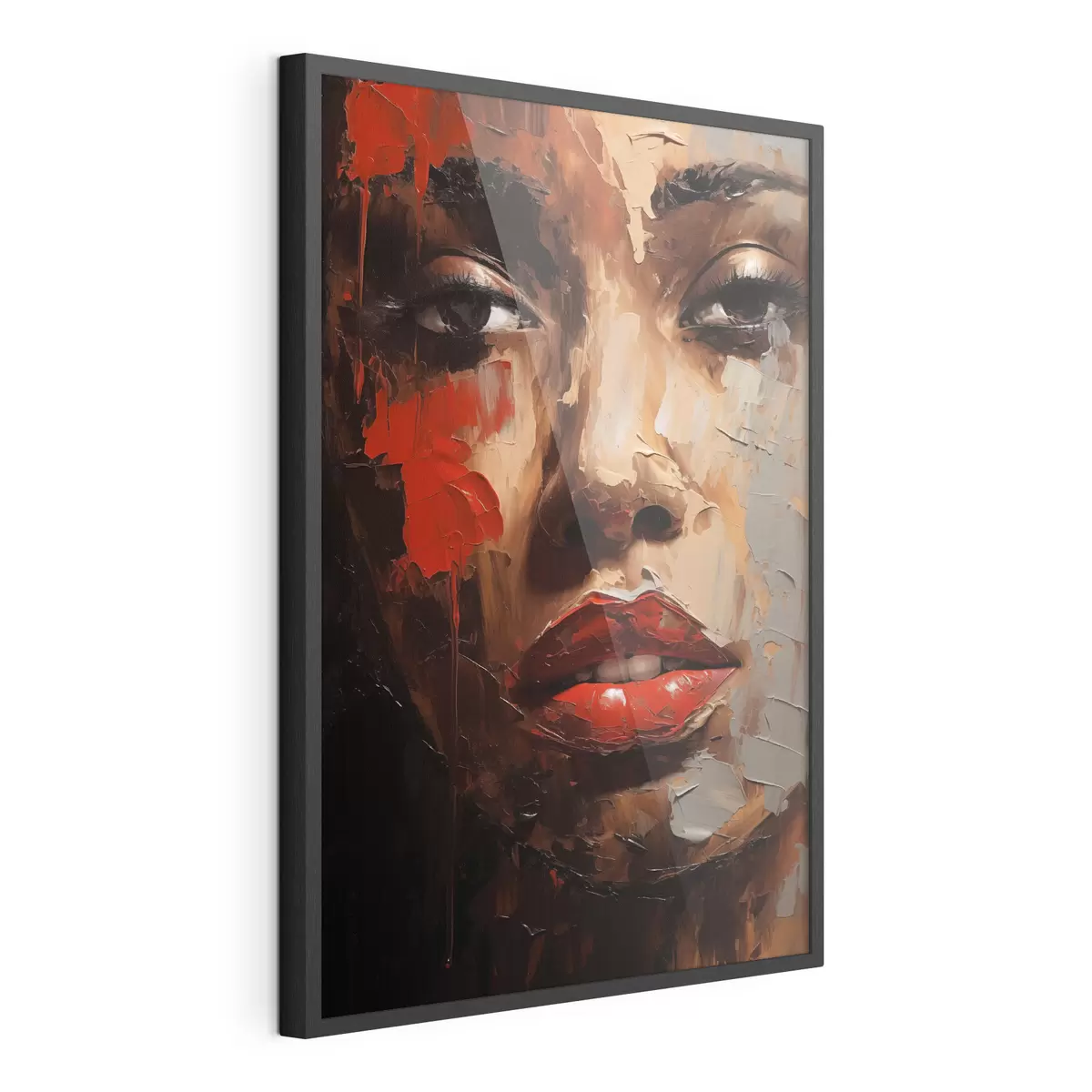Poster Ritratto femminile vivace con accenti rossi f47293