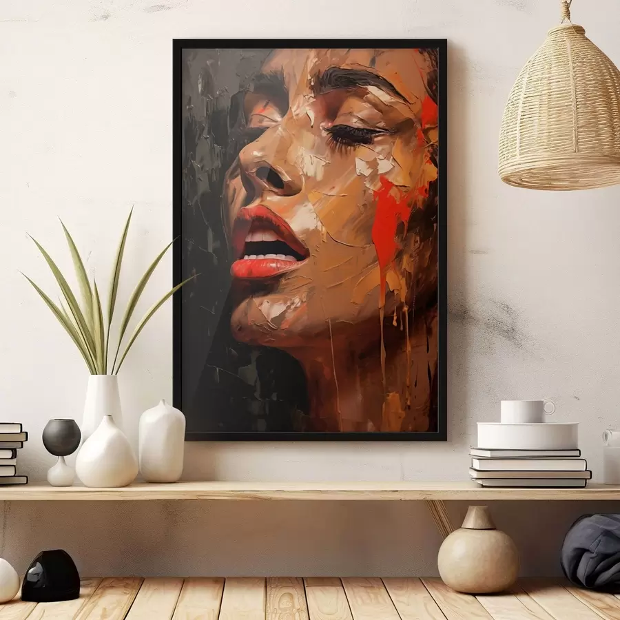 carta da parati Ritratto femminile dai tratti caldi e dai toni rossi nr. f47294