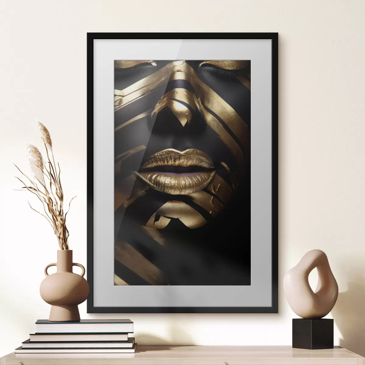 Poster Faccia con strisce nere f47320