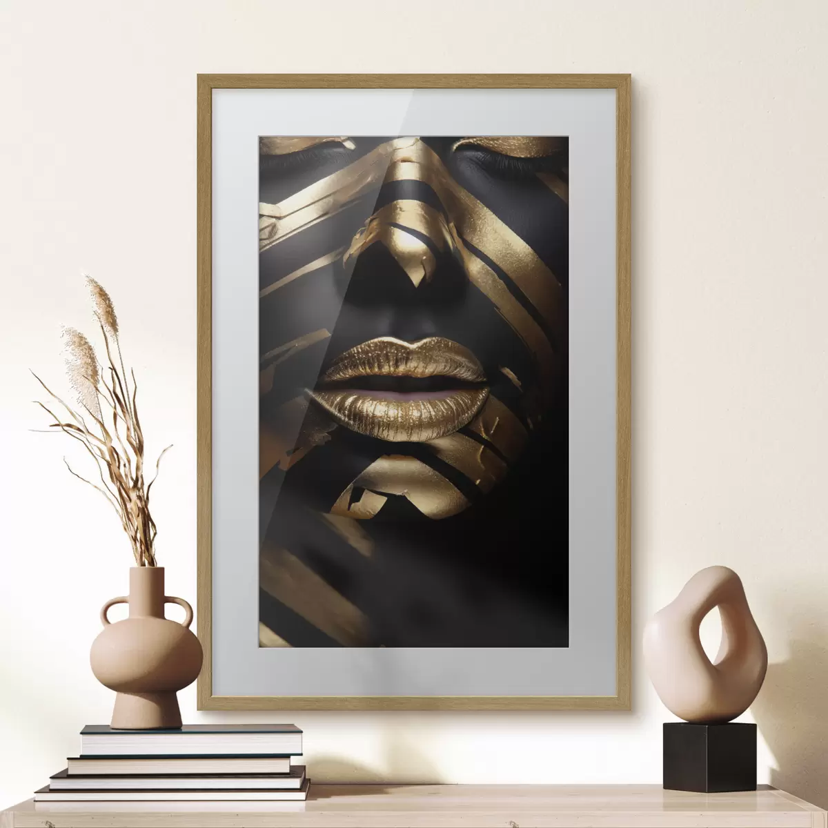 Poster Faccia con strisce nere f47320