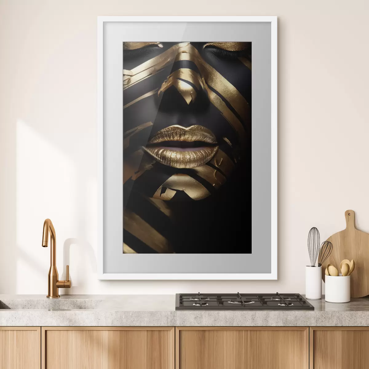 Poster Faccia con strisce nere f47320