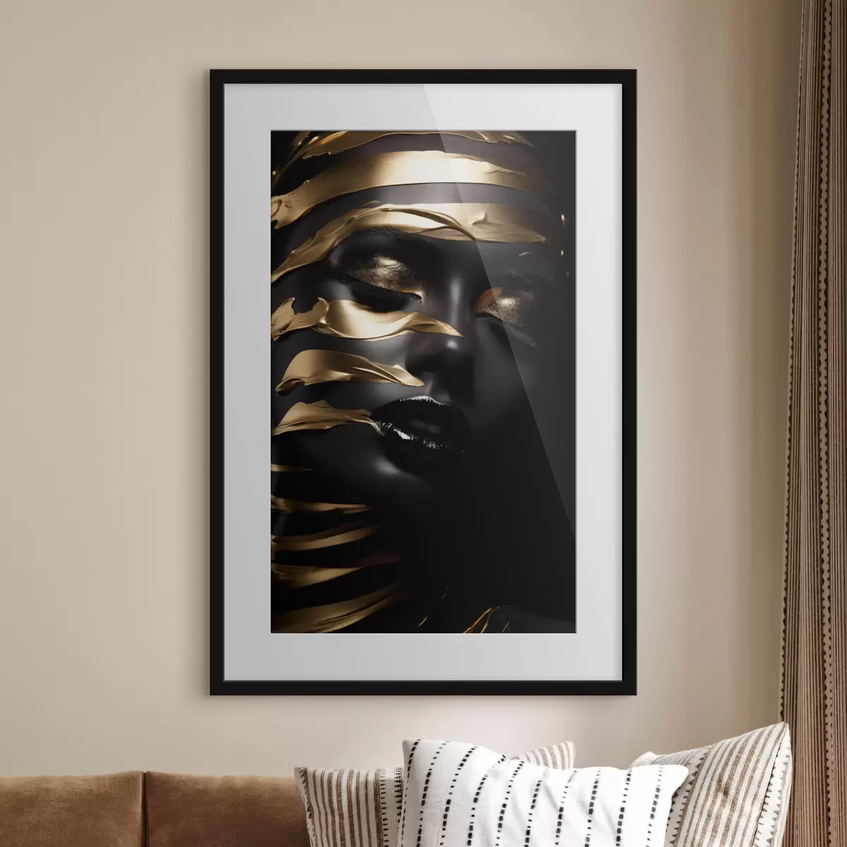 Poster Volto tra nastri dorati f47321