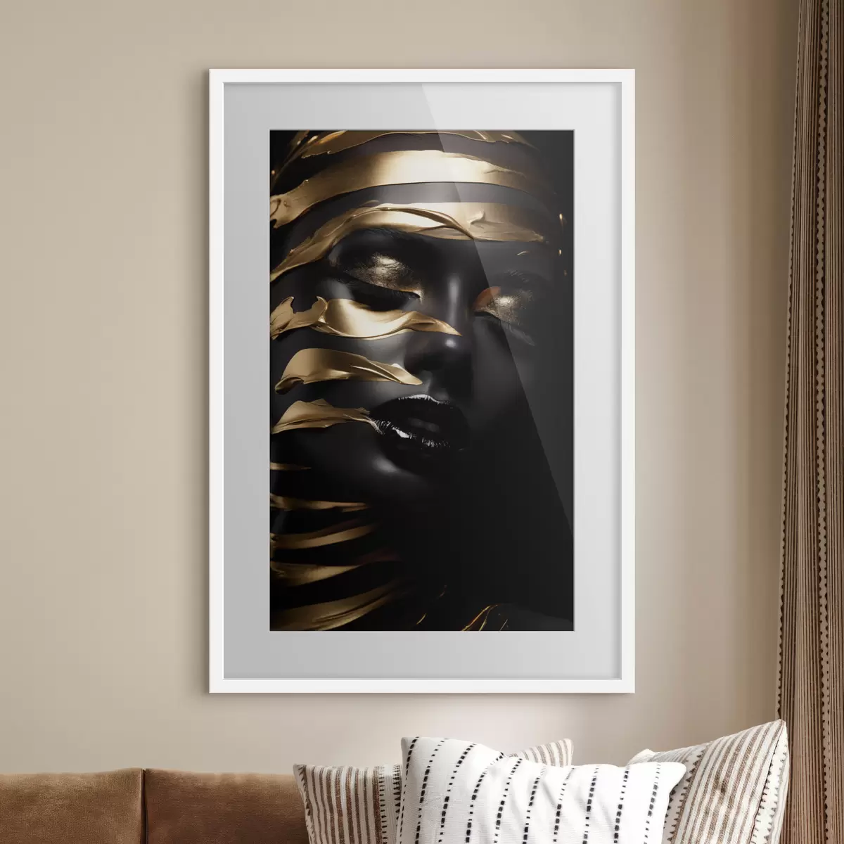 Poster Volto tra nastri dorati f47321