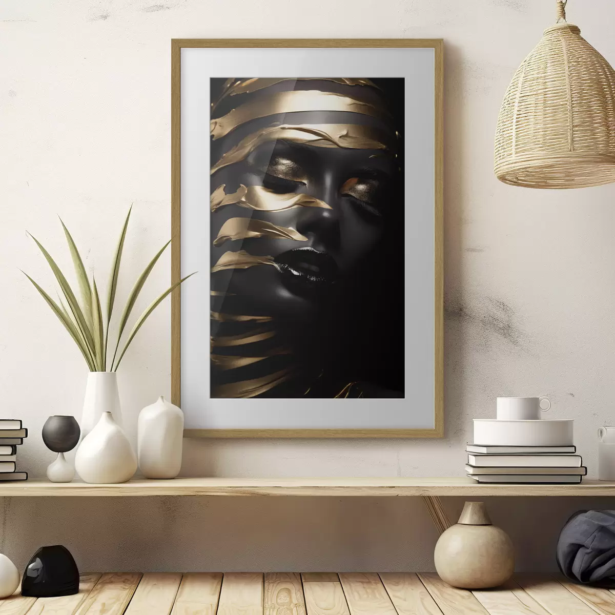 Poster Volto tra nastri dorati f47321