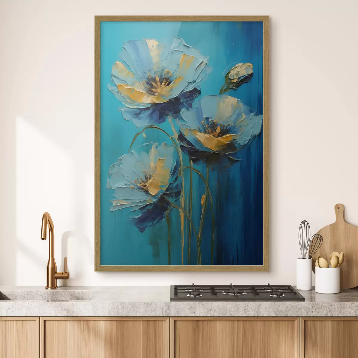 Poster Fiori blu su uno sfondo vivace f47324