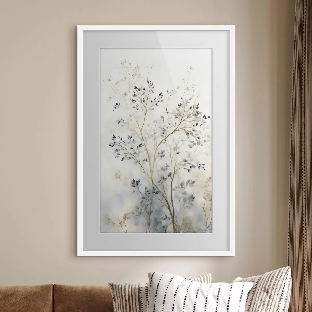 Poster Rami delicati con foglie piccole su sfondo chiaro f47763