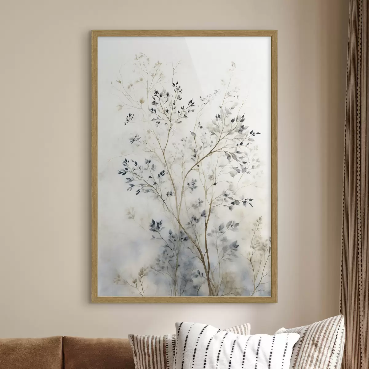 Poster Rami delicati con foglie piccole su sfondo chiaro f47763