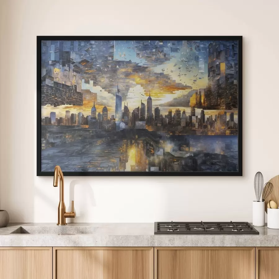 carta da parati Fantastico paesaggio urbano con un cielo frammentato nr. f47768