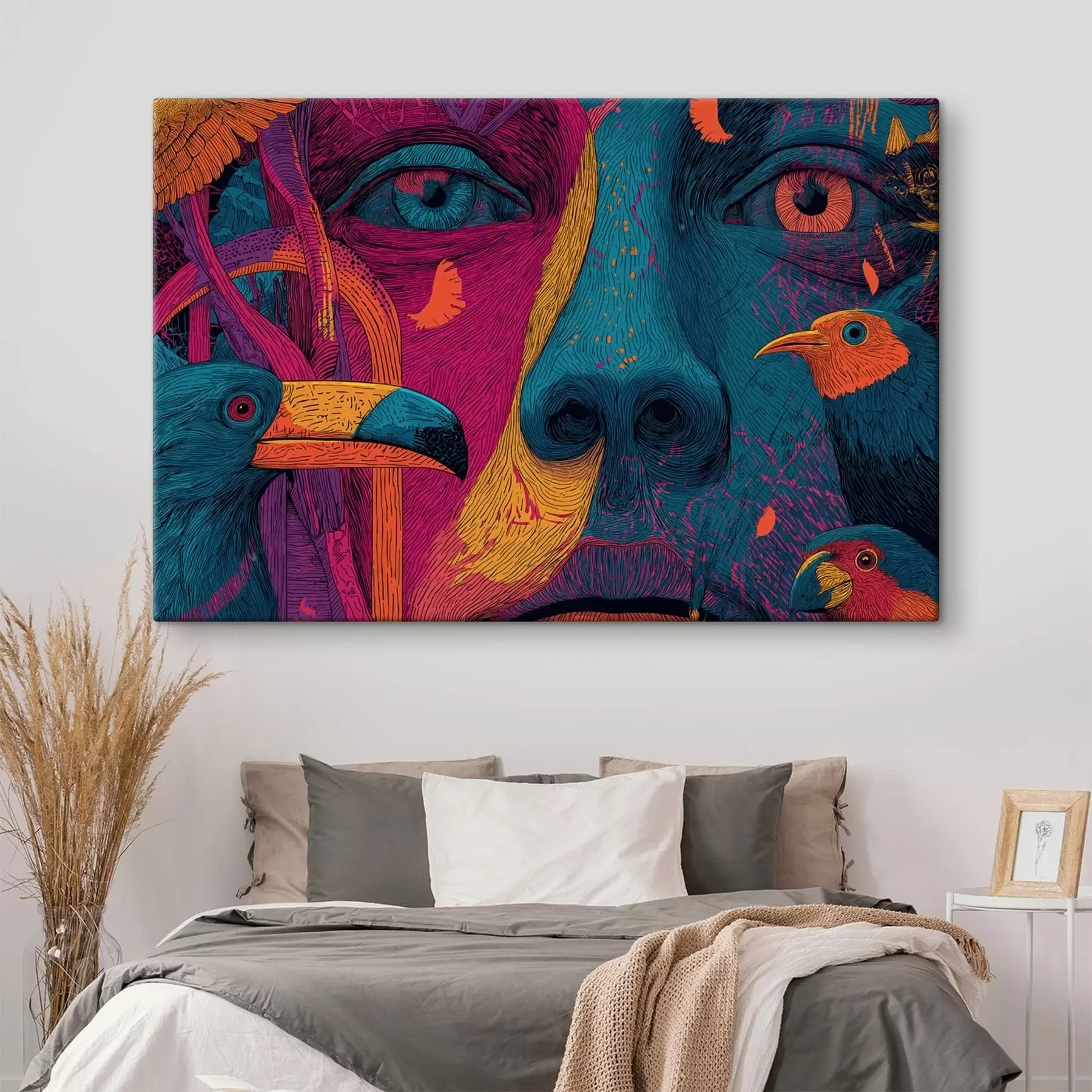 carta da parati Ritratto psichedelico con uccelli nr. s47789