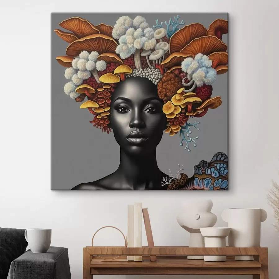 carta da parati Ritratto di donna con funghi nr. s47788