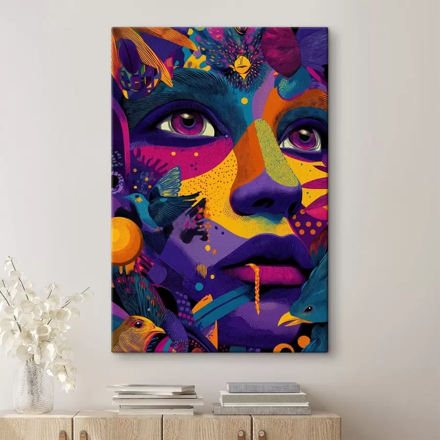 carta da parati Ritratto psichedelico con uccelli nr. s47790