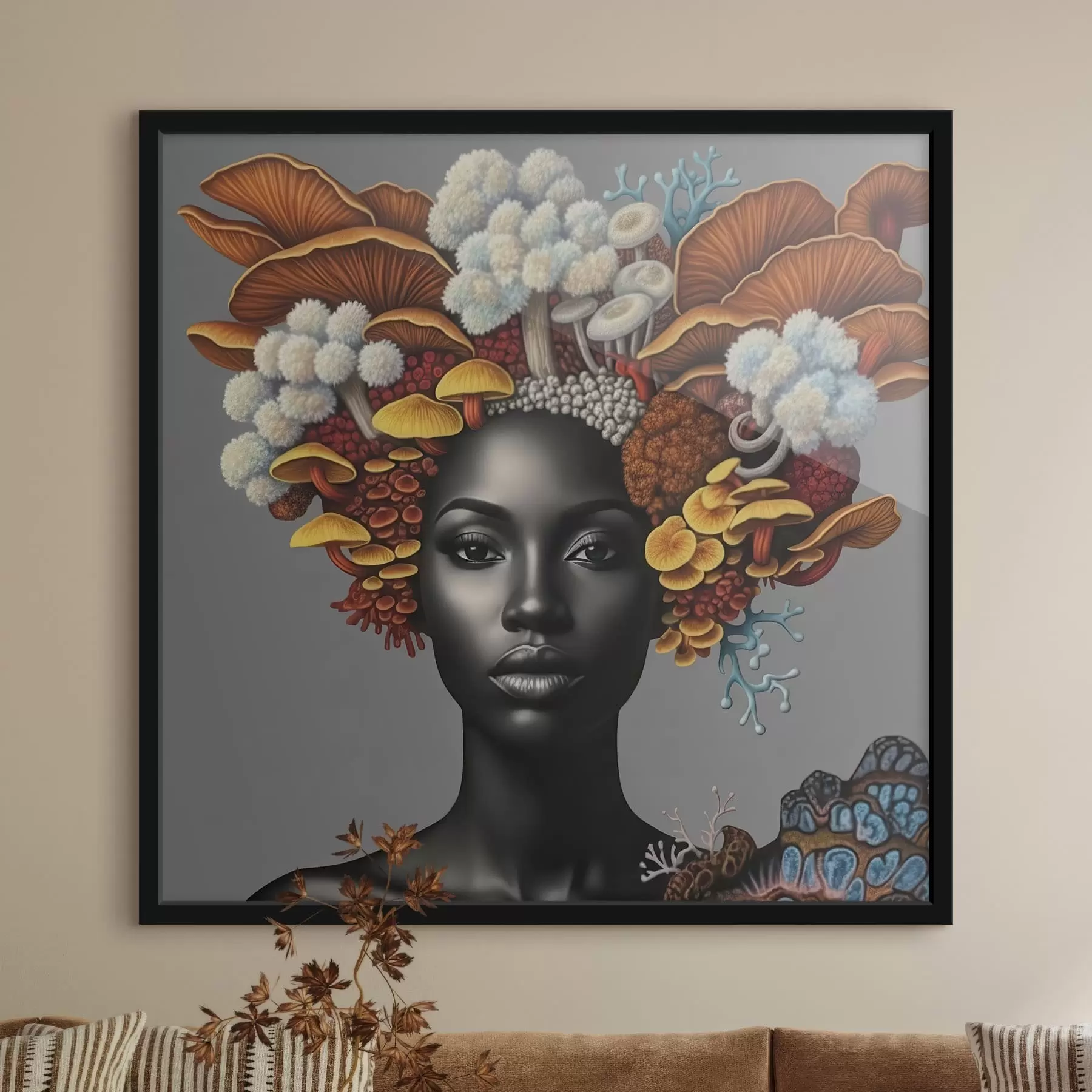 carta da parati Ritratto di donna con funghi nr. f47788