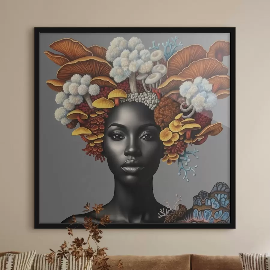 carta da parati Ritratto di donna con funghi nr. f47788