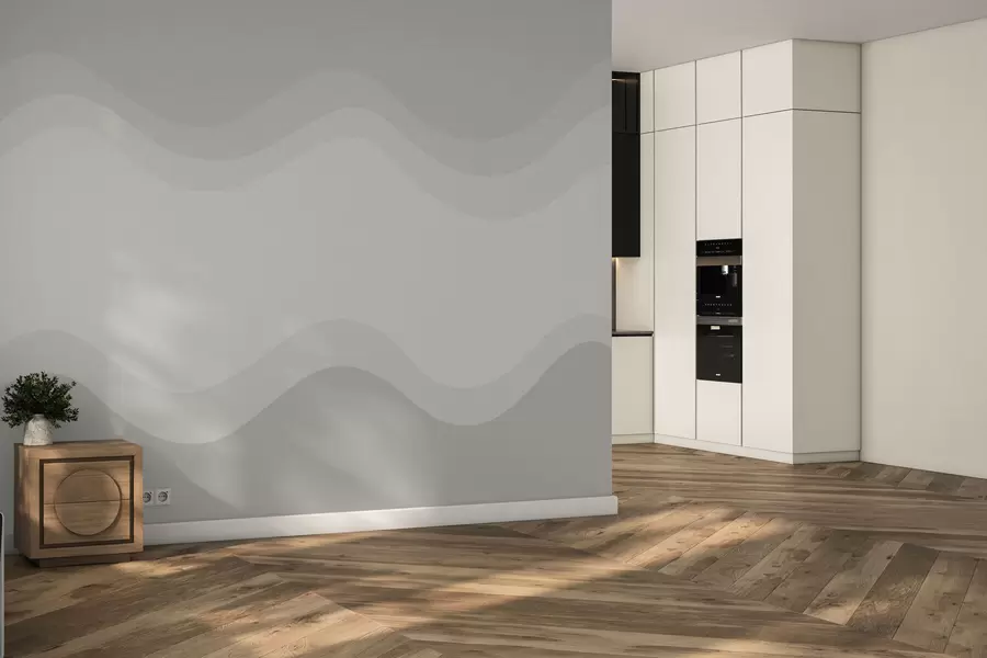 carta da parati Onde astratte in una palette di colori beige neutri nr. w05132v3