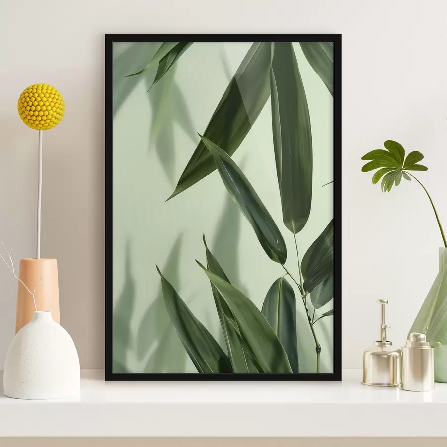 carta da parati Foglie di bambù su sfondo chiaro nr. f47815