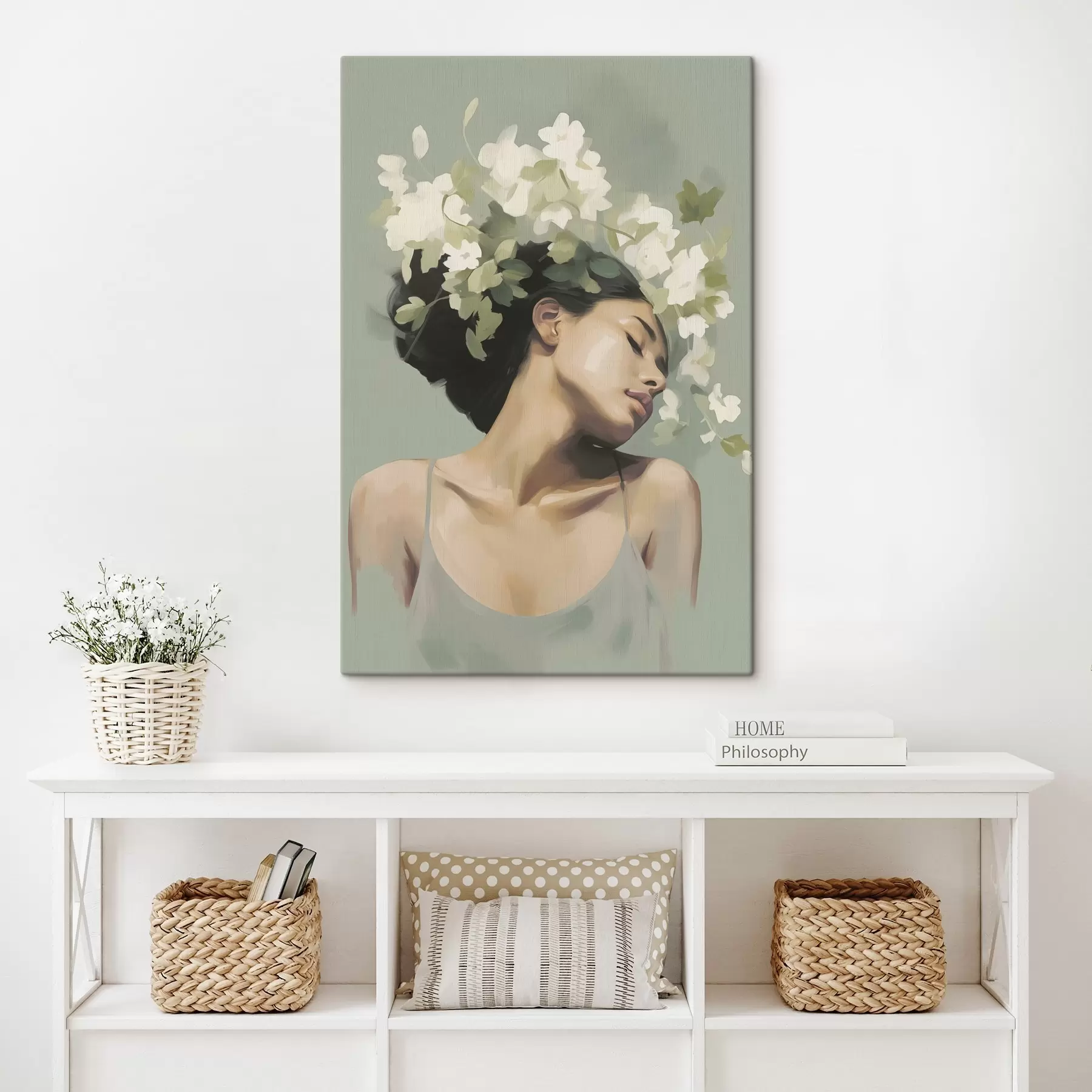 carta da parati Ragazza con una corona di fiori nr. s47806