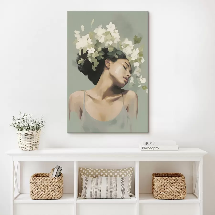 carta da parati Ragazza con una corona di fiori nr. s47806