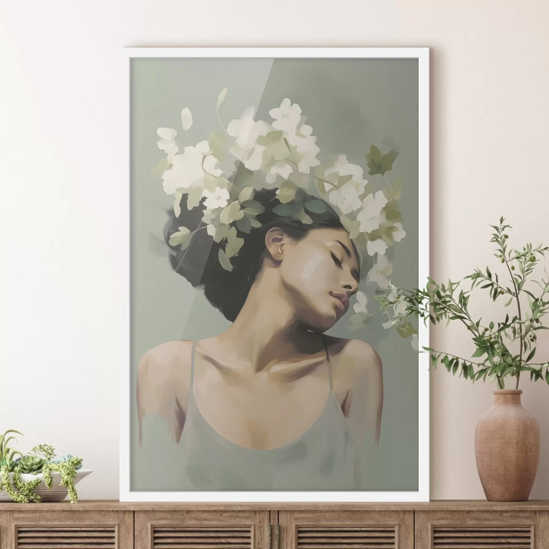 carta da parati Ragazza con una corona di fiori nr. f47806