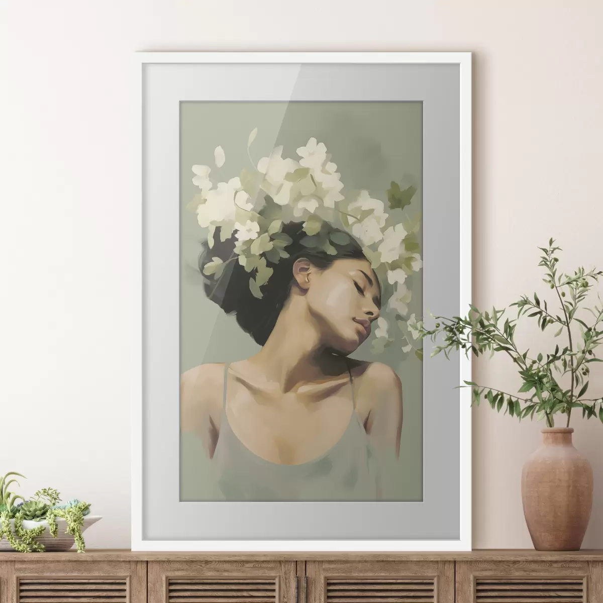 Poster Ragazza con una corona di fiori f47806
