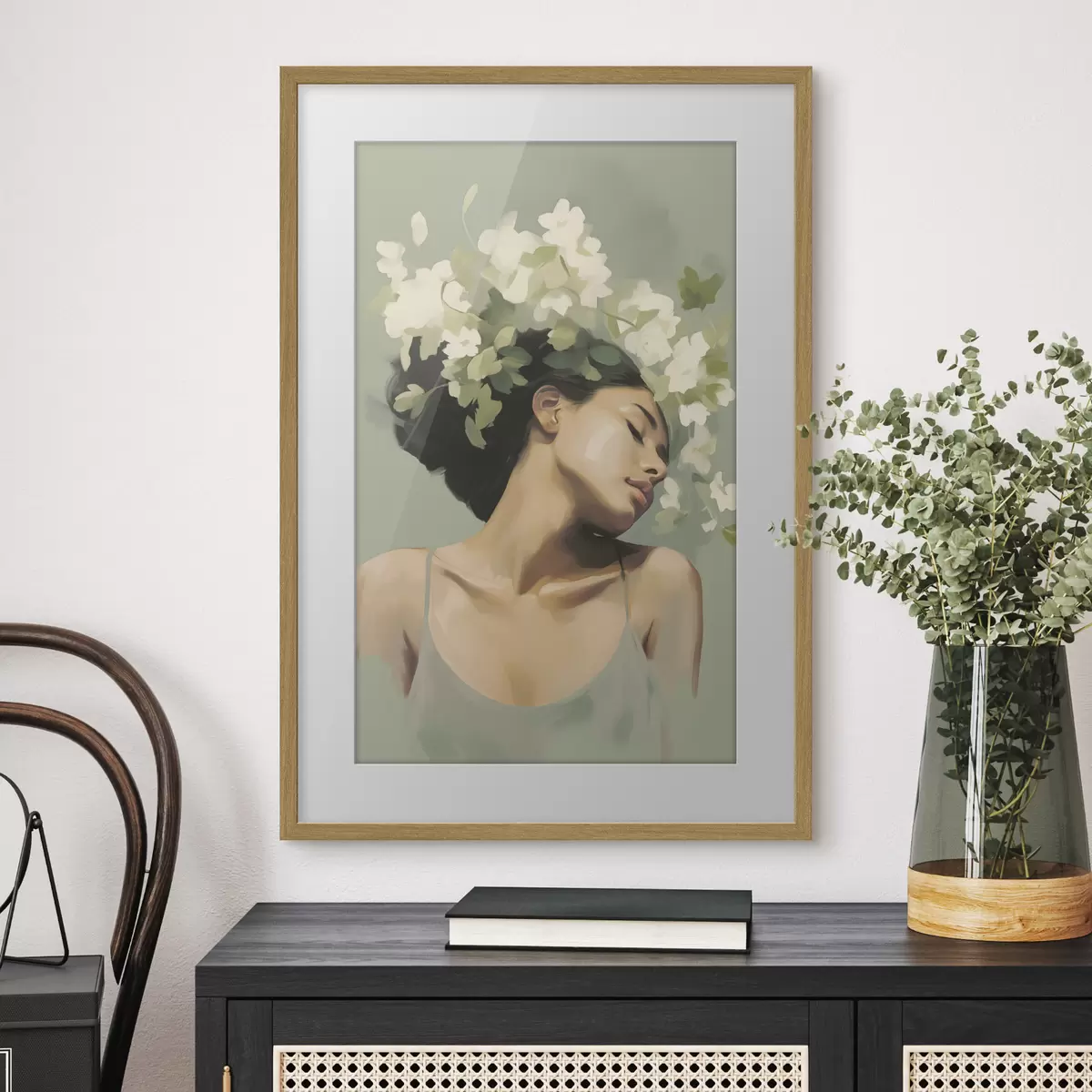 Poster Ragazza con una corona di fiori f47806