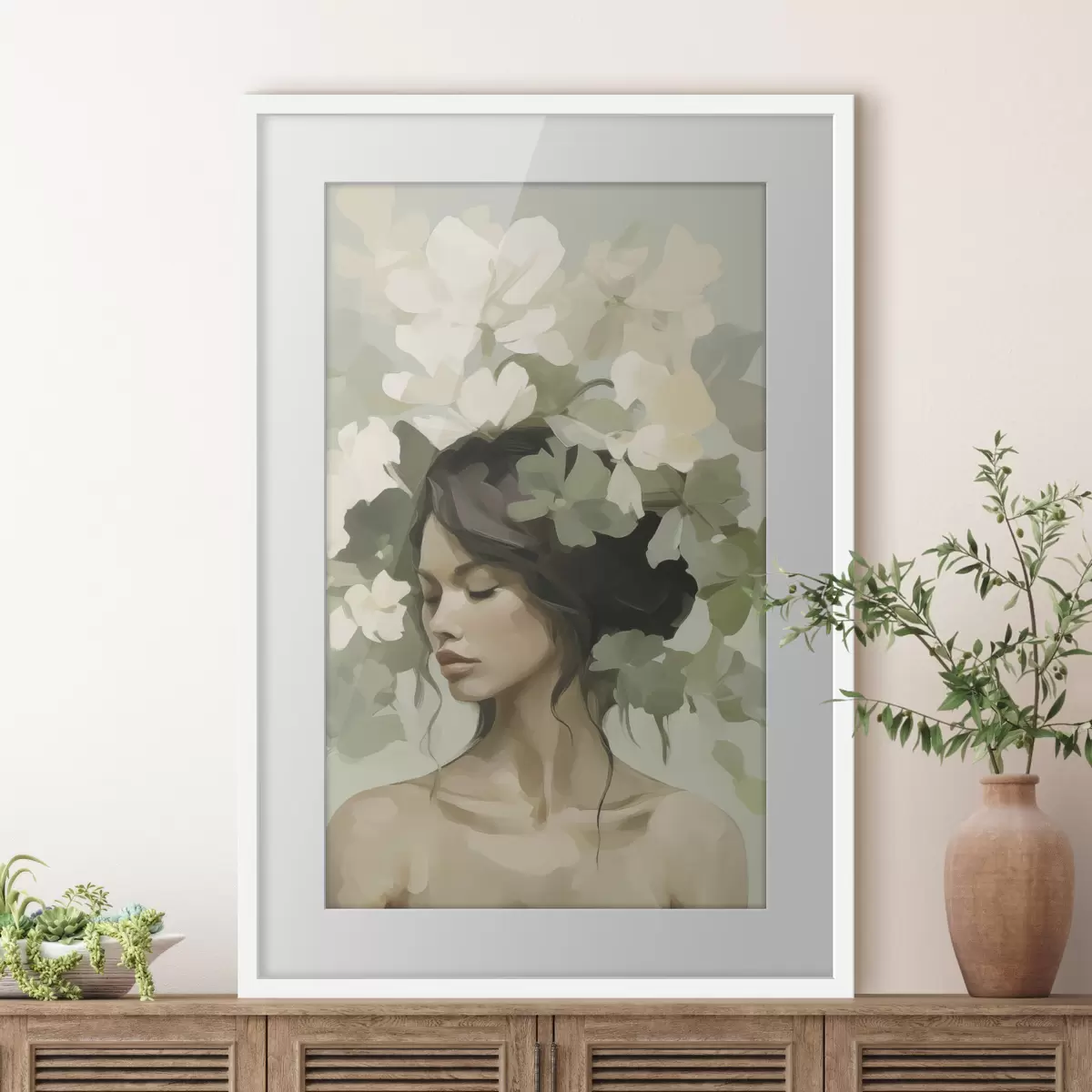 Poster Ritratto di ragazza con corona di fiori f47807
