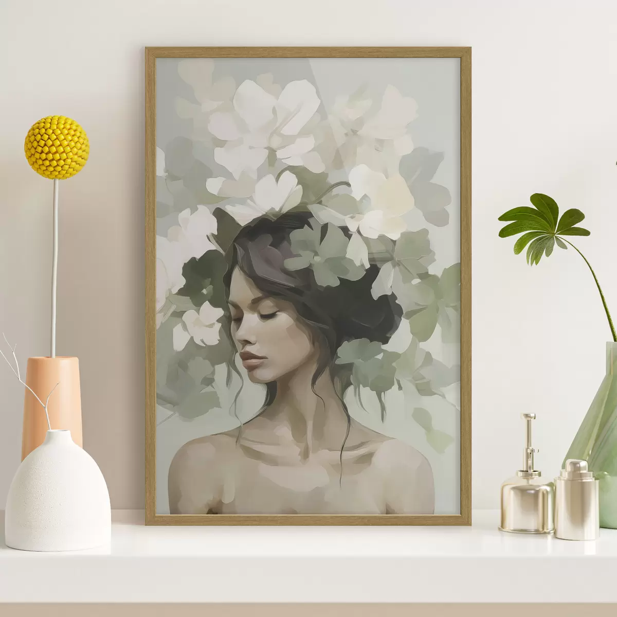 Poster Ritratto di ragazza con corona di fiori f47807
