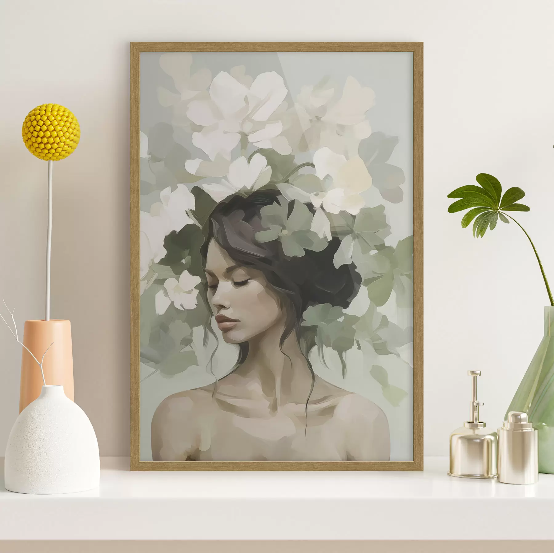 carta da parati Ritratto di ragazza con corona di fiori nr. f47807