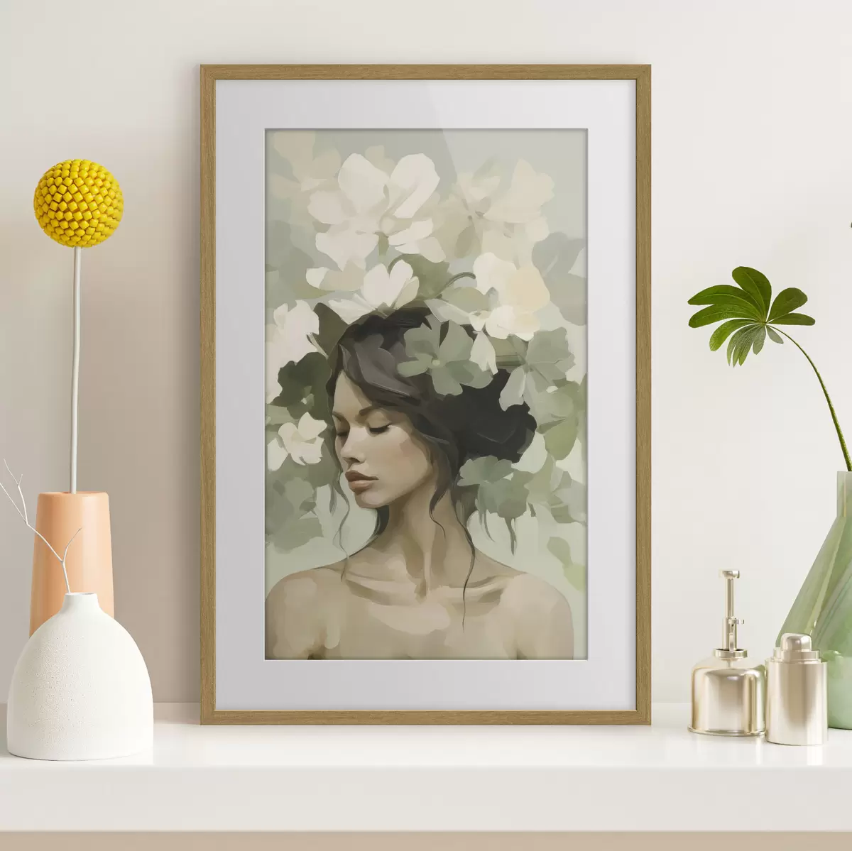 Poster Ritratto di ragazza con corona di fiori f47807