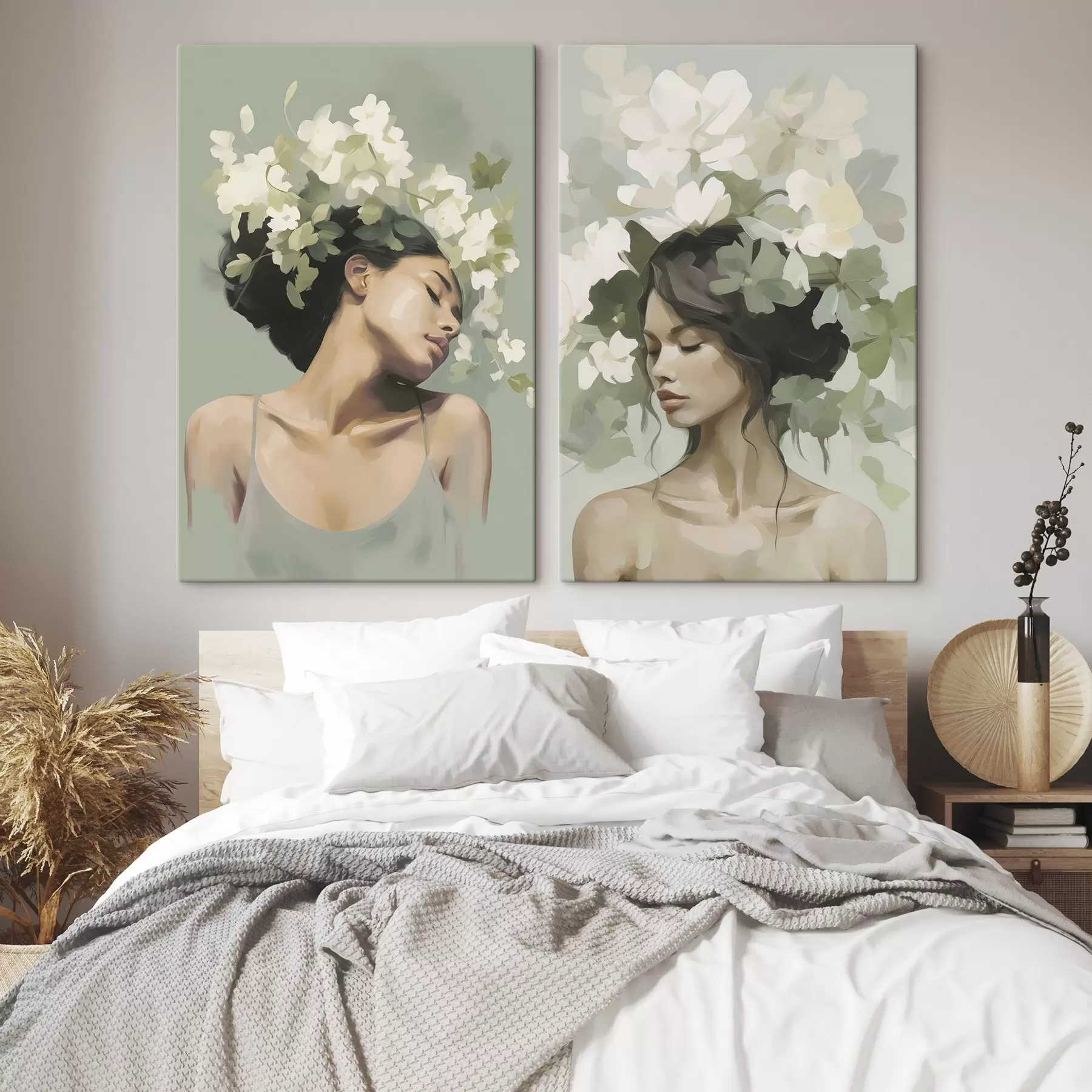 carta da parati Ragazza con una corona di fiori nr. m30007