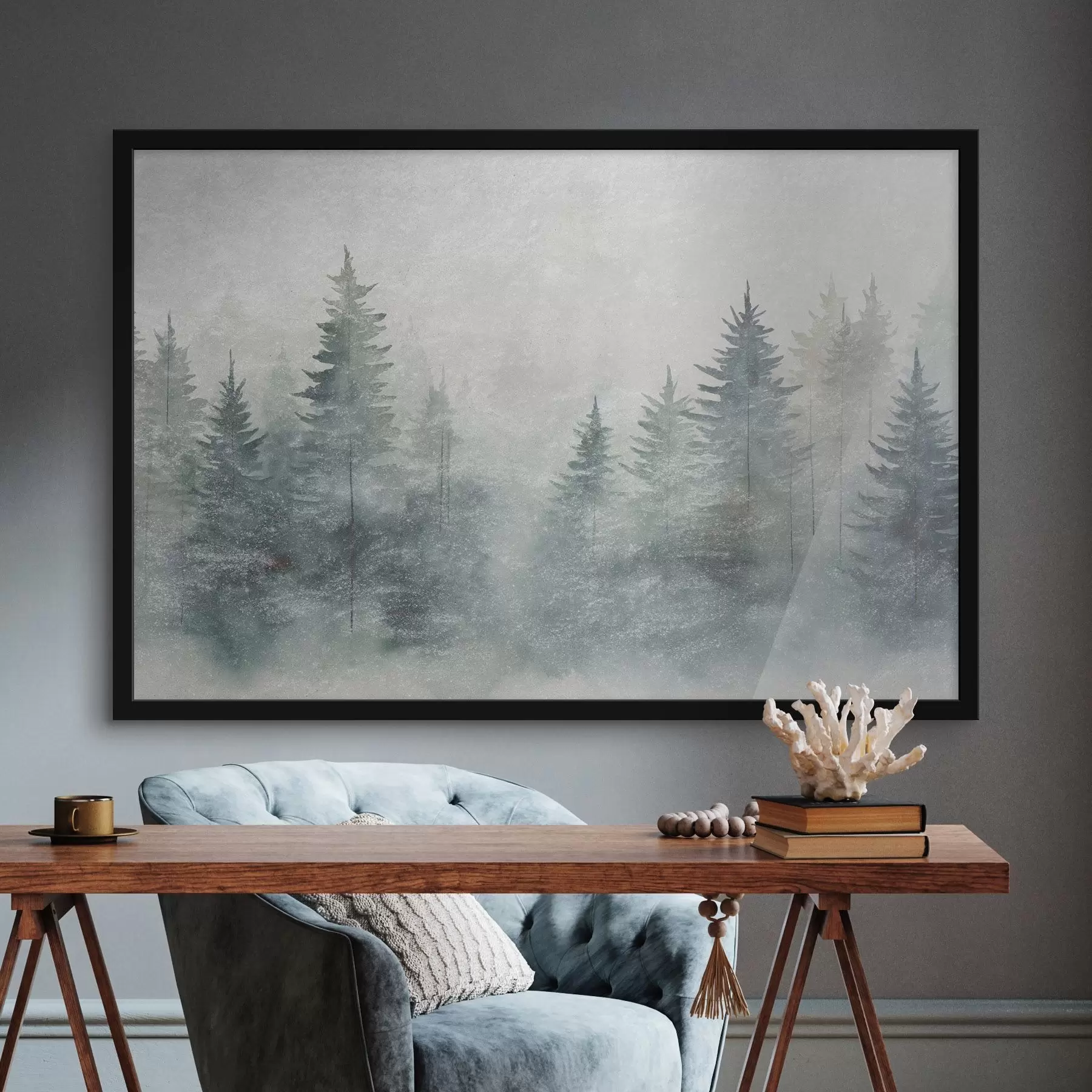 carta da parati Foresta di conifere, stile grunge nr. f47894