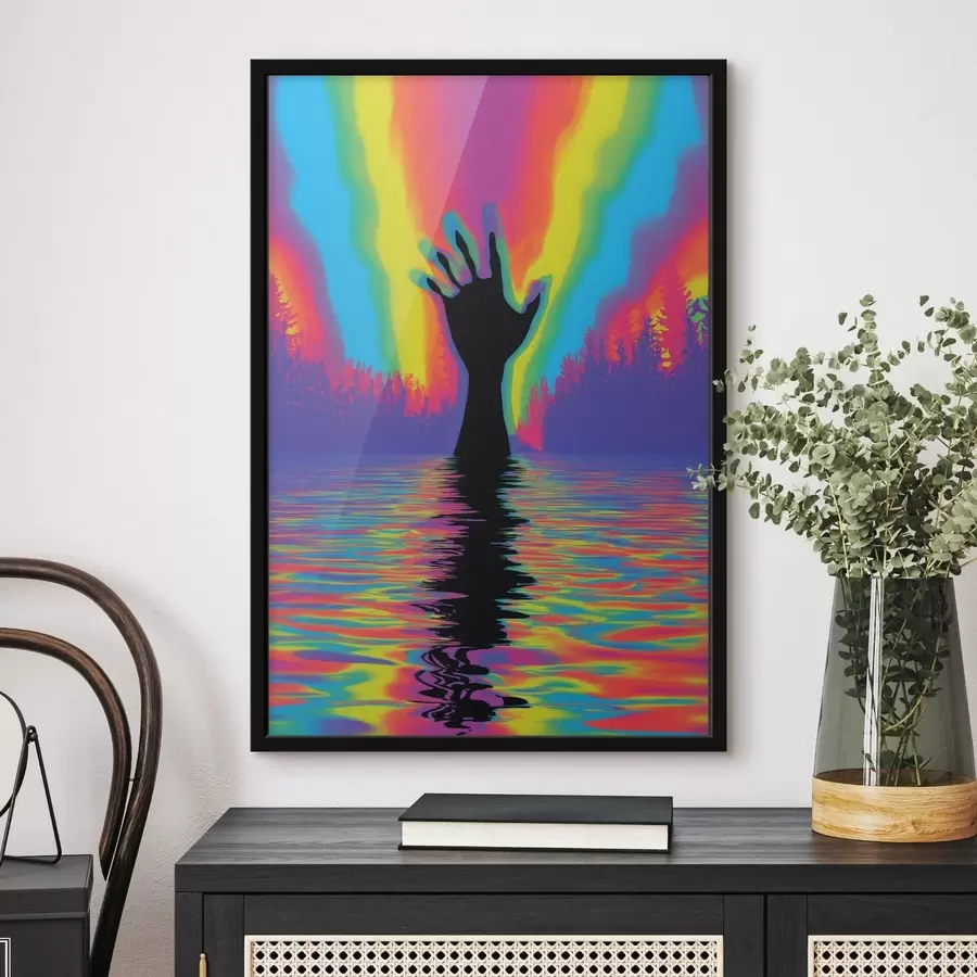 carta da parati Sagoma di una mano sopra l'acqua nr. f47903