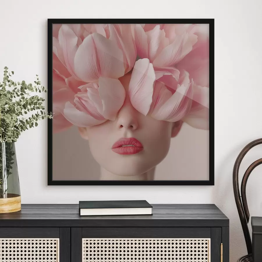 carta da parati Ritratto femminile con petali rosa nr. f47920