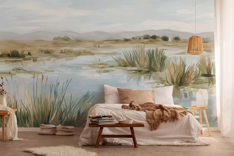 Carta da parati nature Lago tranquillo e silenzioso, paesaggio pittoresco 