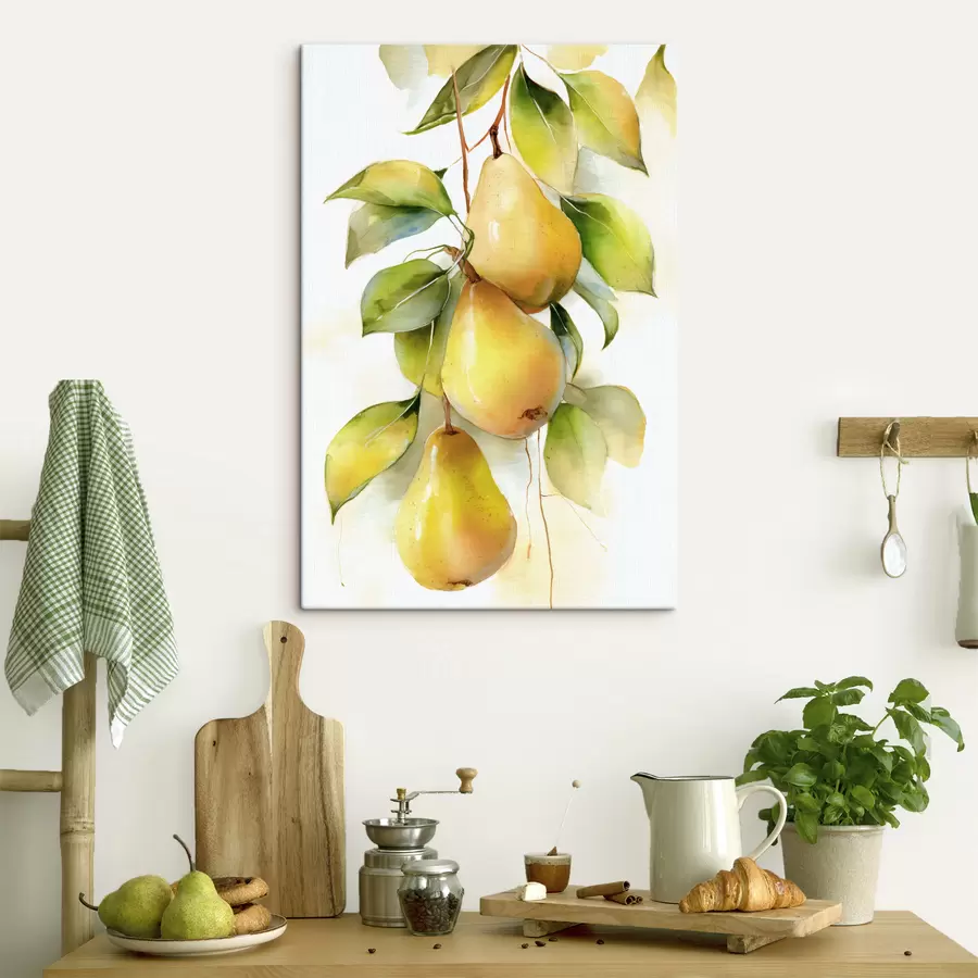 carta da parati succose pere gialle in stile acquerello nr. s47931