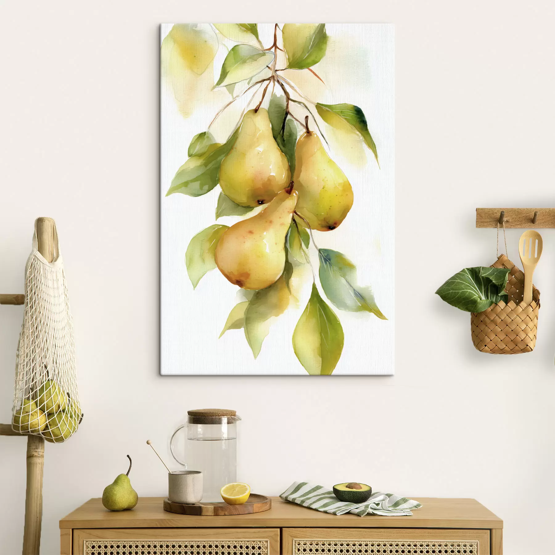 carta da parati succose pere gialle in stile acquerello nr. s47932