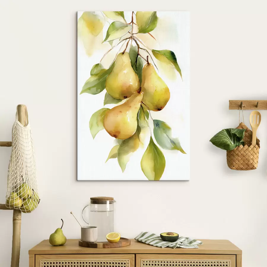 carta da parati succose pere gialle in stile acquerello nr. s47932