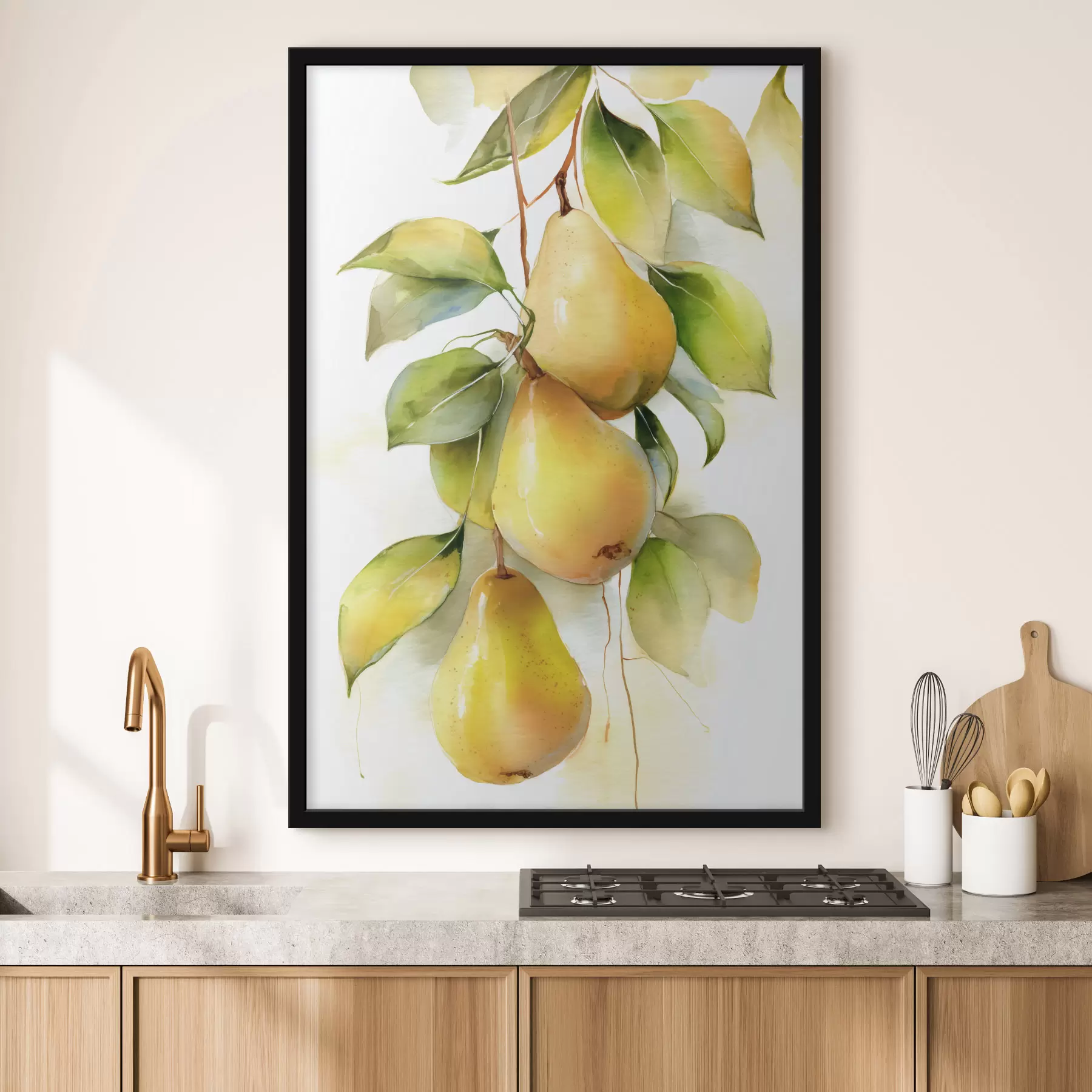 carta da parati succose pere gialle in stile acquerello nr. f47931