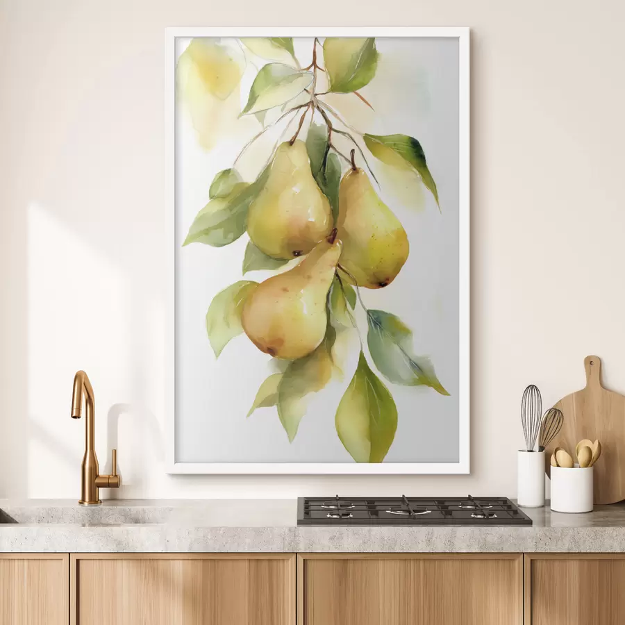 carta da parati succose pere gialle in stile acquerello nr. f47932