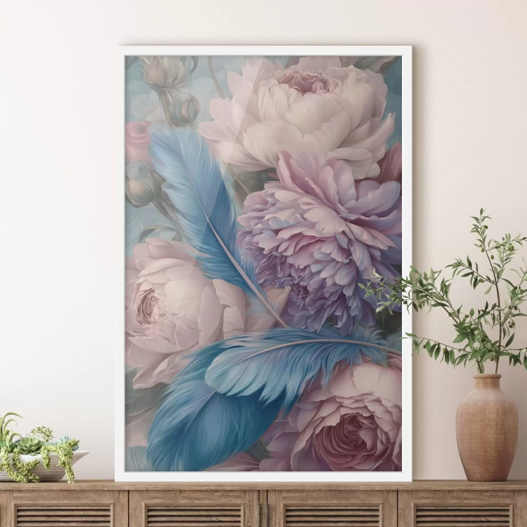 carta da parati piume tra le peonie nr. f47939