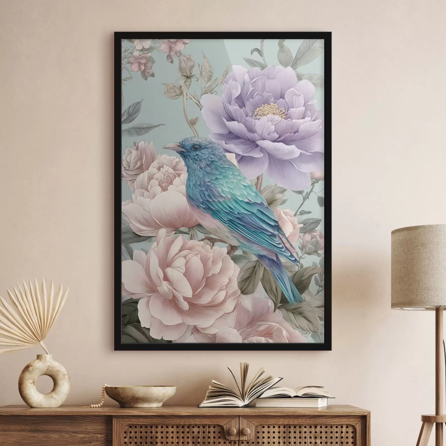 carta da parati uccelli canori tra le rose nr. f47944