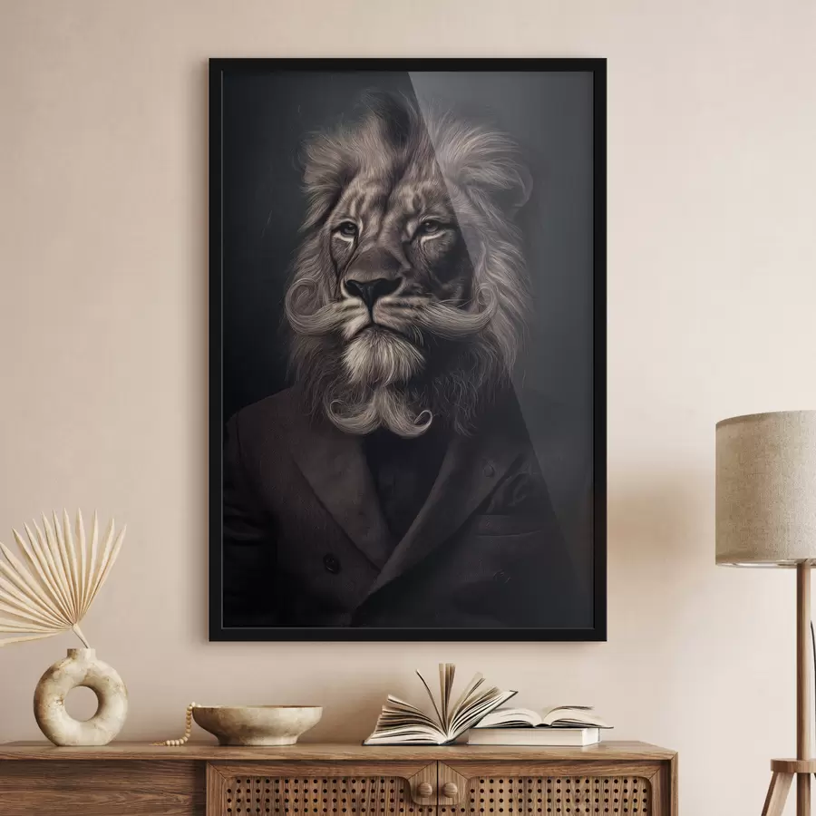 carta da parati leone con barba in stile barbiere nr. f47947