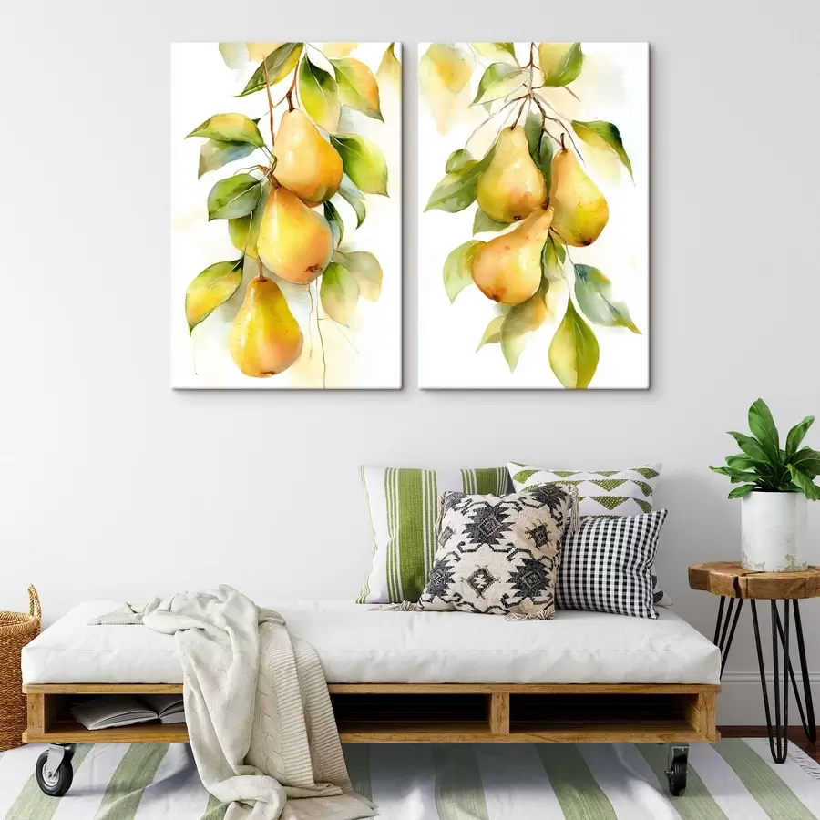 carta da parati succose pere gialle in stile acquerello nr. m30088