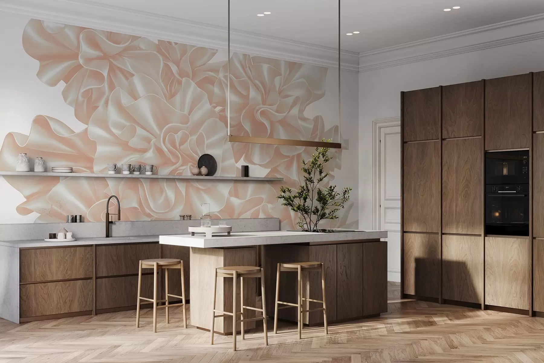 Carta da parati Floreale Imitazione di fiori realizzati con nastri n. w05252