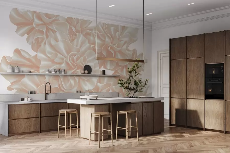 Carta da parati Floreale Imitazione di fiori realizzati con nastri n. w05252