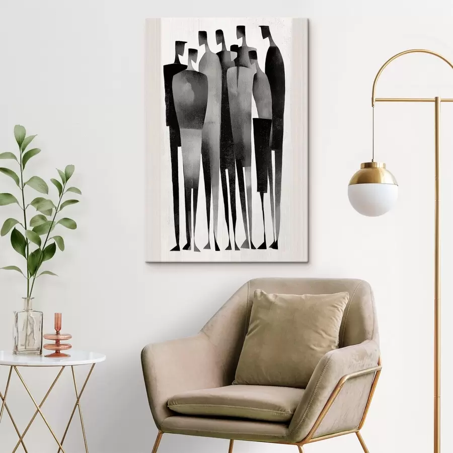 carta da parati figure umane minimaliste allungate in fila nr. s48069