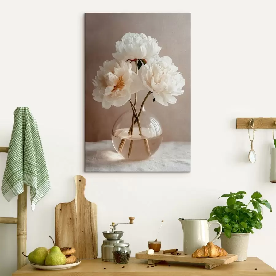 carta da parati natura morta ariosa e minimalista con  peonie nr. s48119