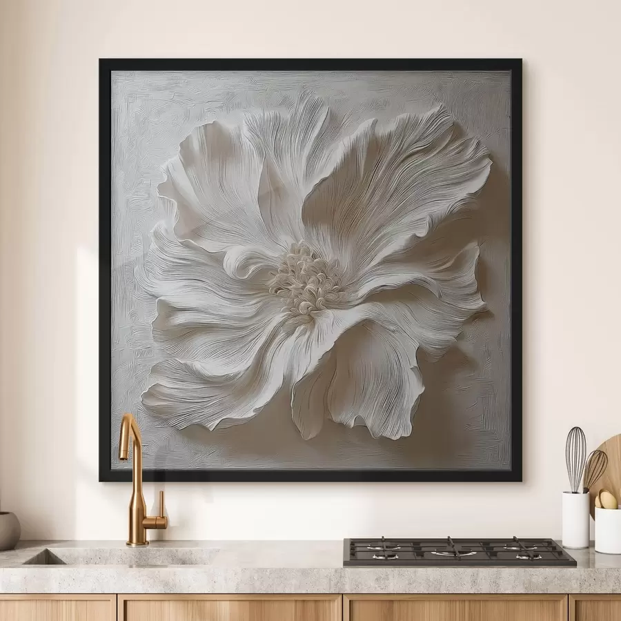 carta da parati scultura floreale in gesso bianco a rilievo nr. f48065