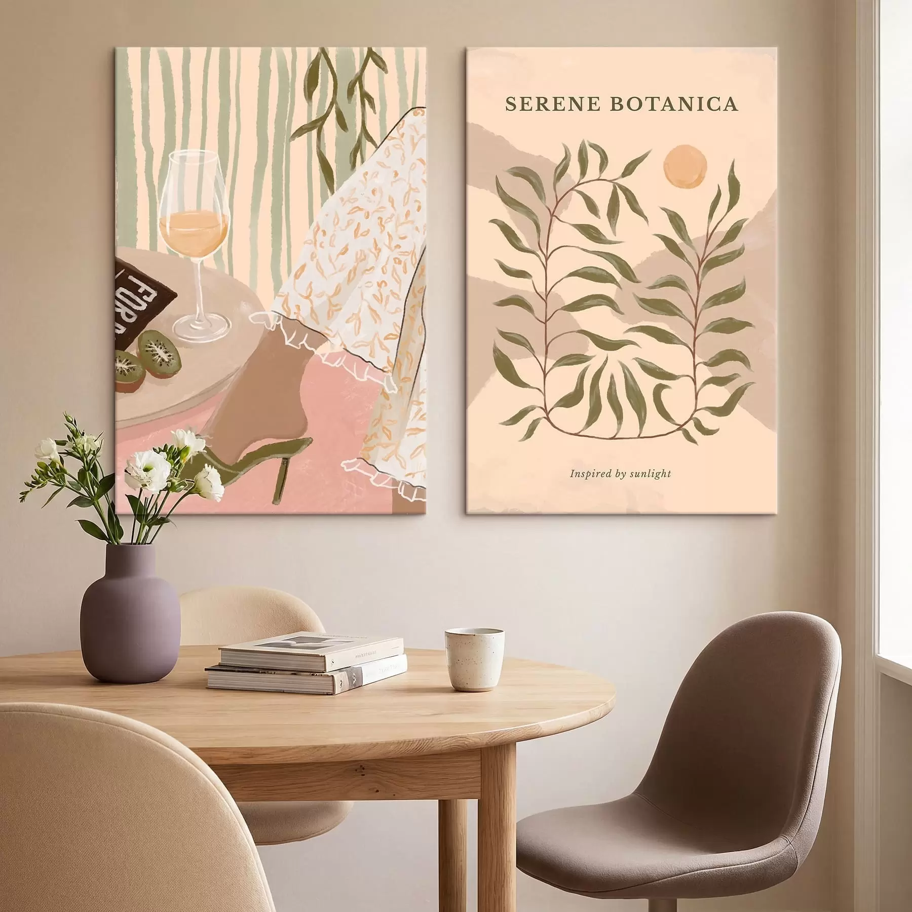 carta da parati Bicchiere da vino e poster botanico nelle vicinanze nr. m30106